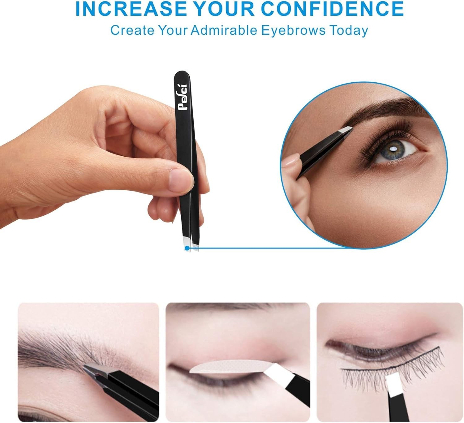 Professional Stainless Steel Tweezers Set for Eyebrows and Splinters