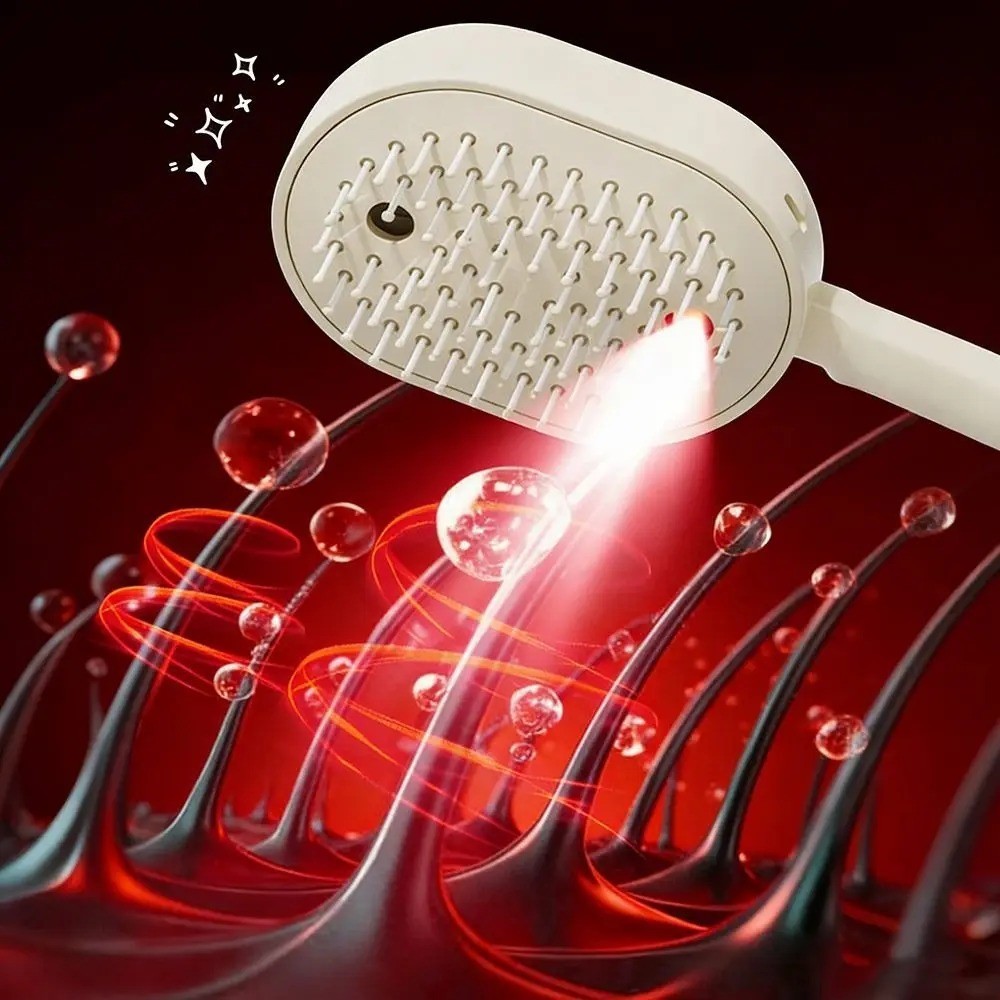 Electric Hair Care Spray Massage Comb Anti Static Self Cleaning Hair Brush