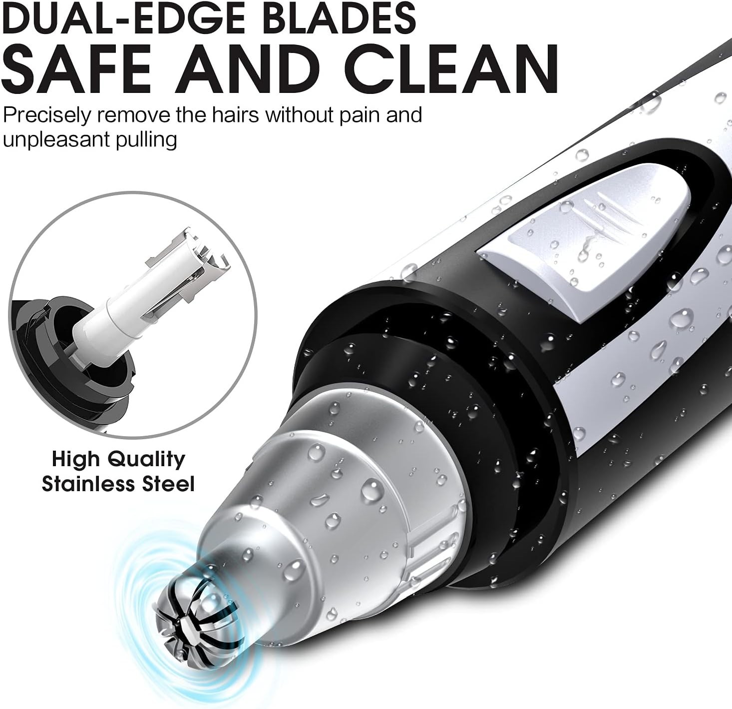 Effortless Grooming with Waterproof Nose & Eyebrow Trimmer – 30-Day Money-Back