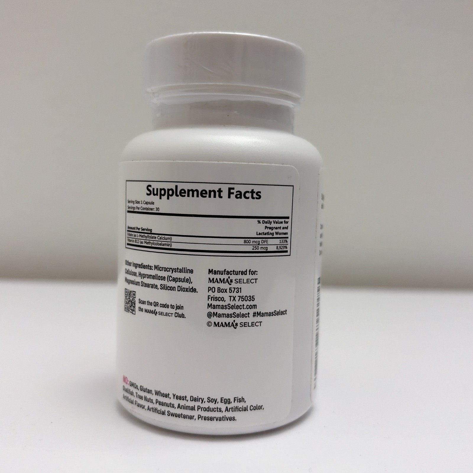 Mama’s Select Methylfolate + B12 for Pregnancy & Breastfeeding 30 Caps EXP 2029