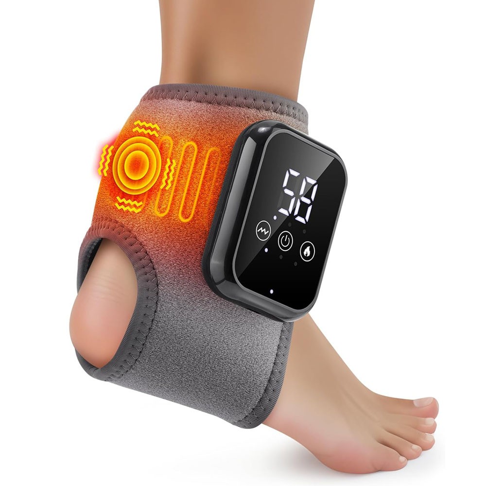 Cordless Foot and Ankle Massager Brace for Pain Relief Heating Vibration Therapy