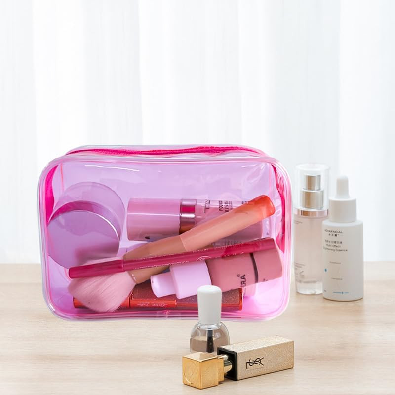 Neon TSA Approved Clear Toiletry Pouch, 7″X2.3″X4.7″ Size, PVC Travel Makeup Bag