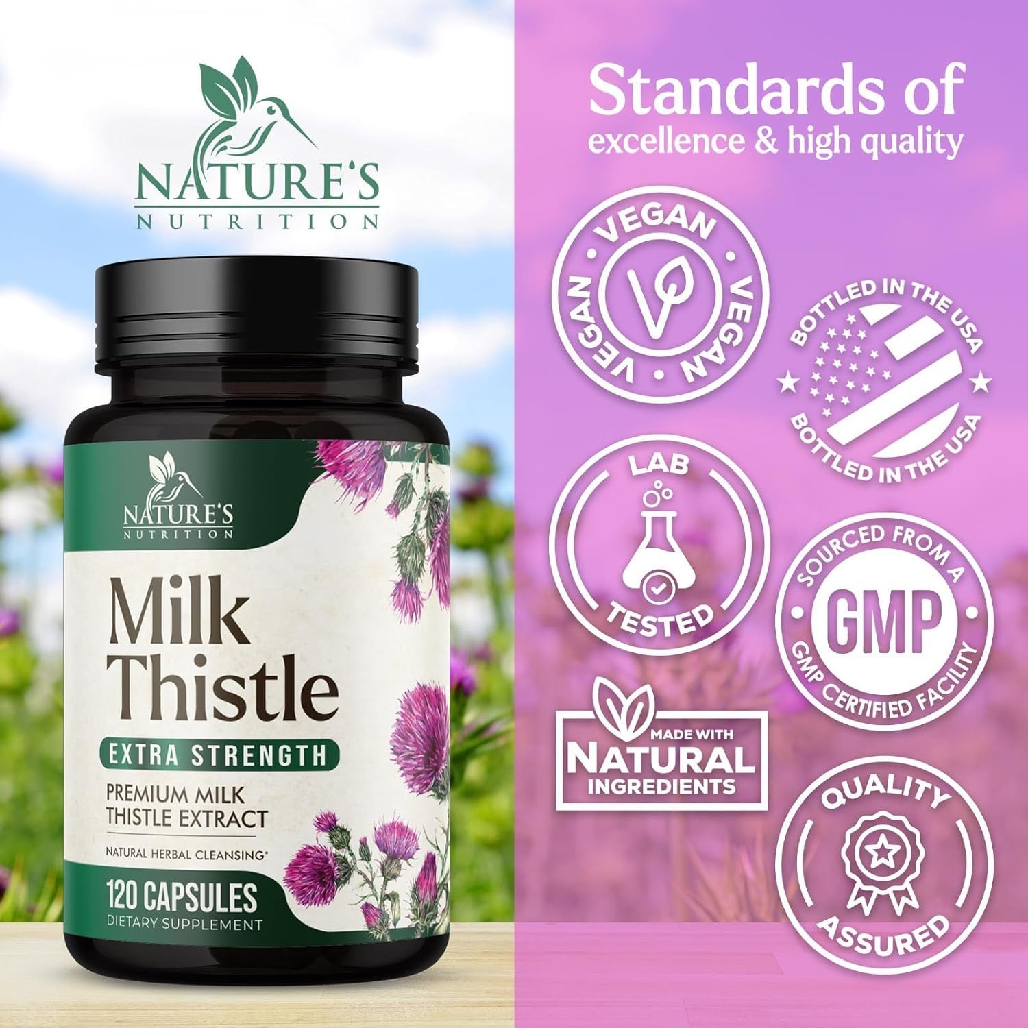 Milk Thistle Supplement – Max Strength 1000mg for Liver Cleanse Detox & Repair
