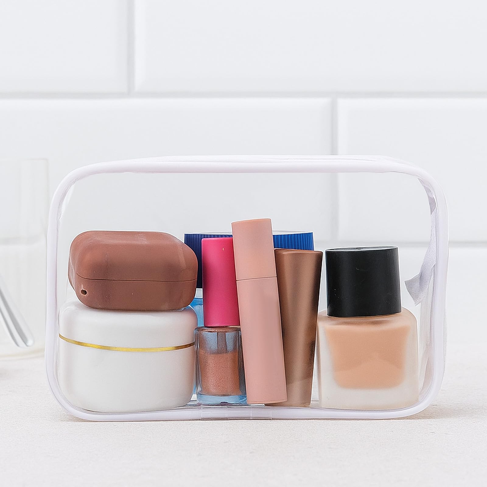 28 Pack Clear Cosmetic Bags Makeup Bulk, Portable 18*12*6cm,