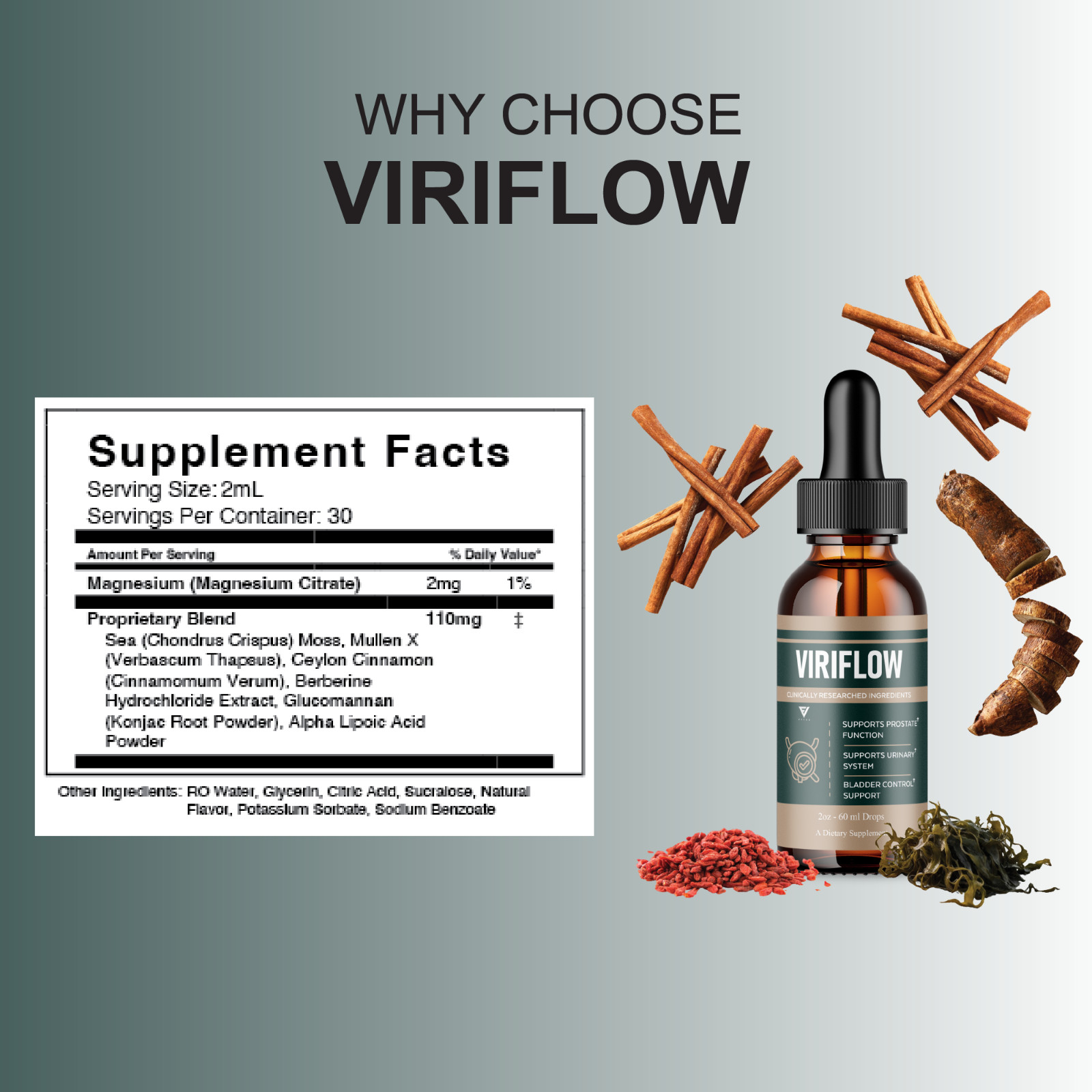 (5 Pack) ViriFlow Drops, ViriFlow Prostate Health Liquid Supplements (10oz)