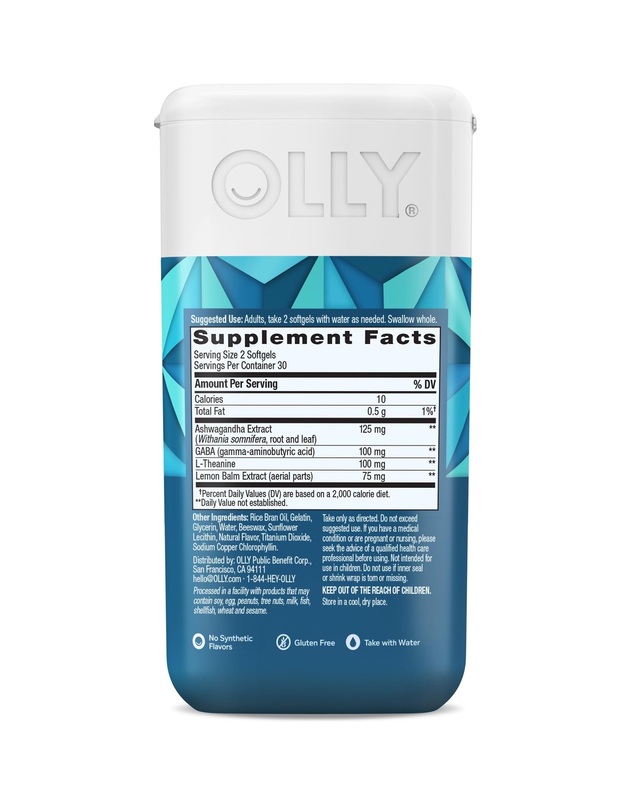 OLLY Ultra Strength Goodbye Stress Softgels, GABA, Ashwagandha, LTheanine and…