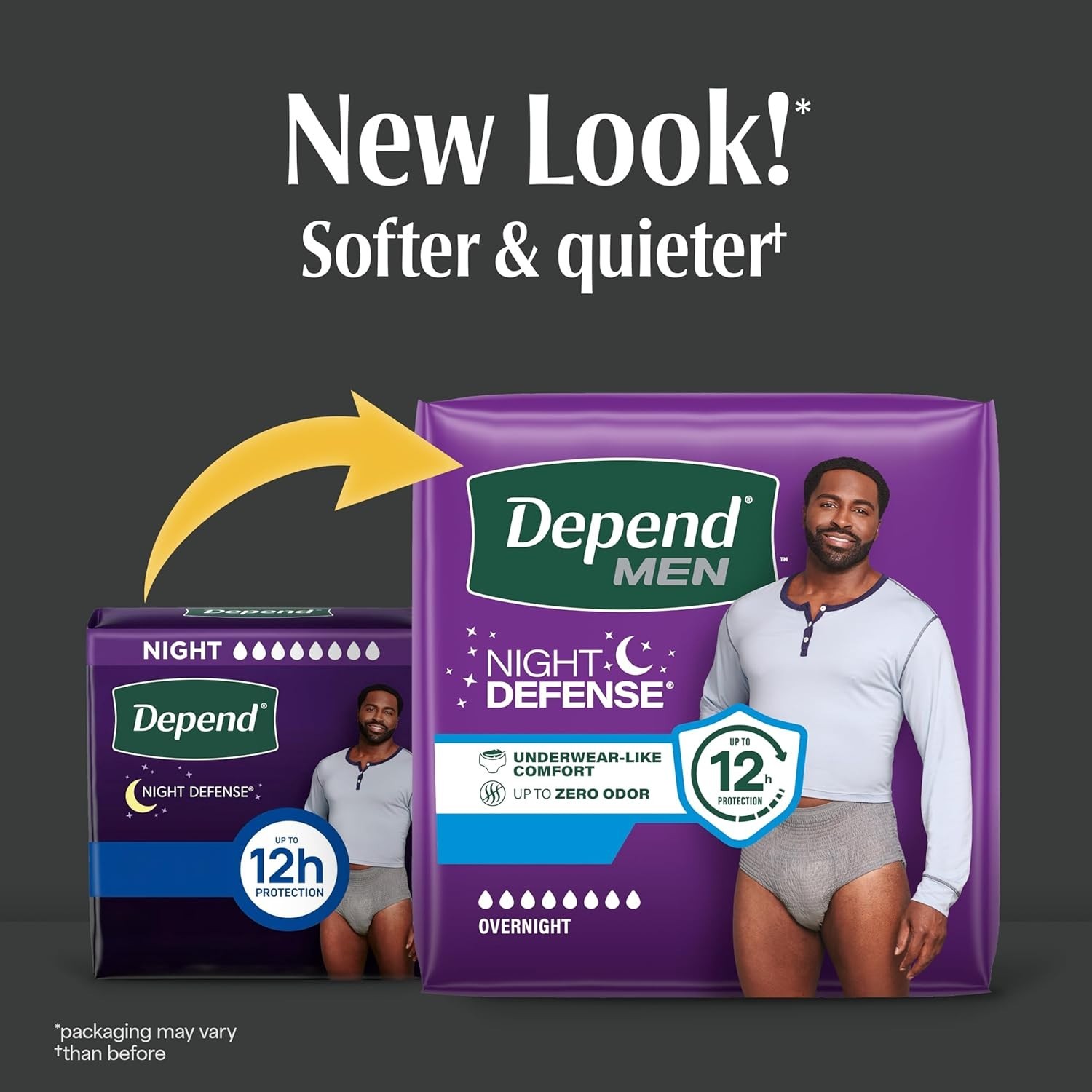 Depend Night Defense Men Incontinence Underwear Large 56 Count Gray