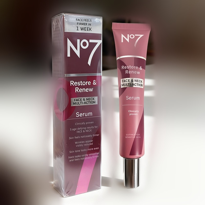 No7 Restore & Renew Multi Action Face & Neck Serum 1.69 Oz / 50ML New in Box