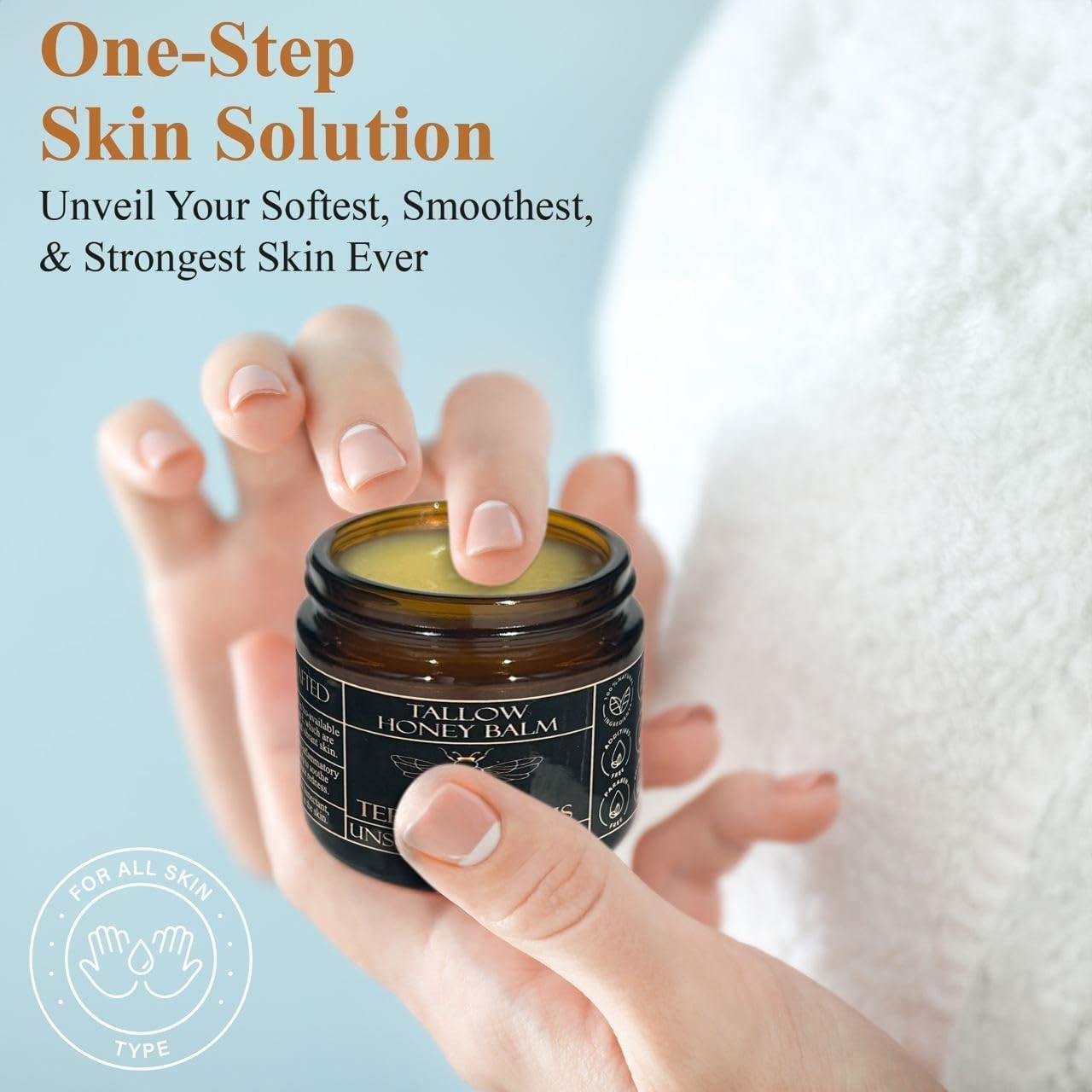 Organic Grass-Fed Beef Tallow Balm w/Raw Honey-Moisturizing Cream 2 Oz, Lavender