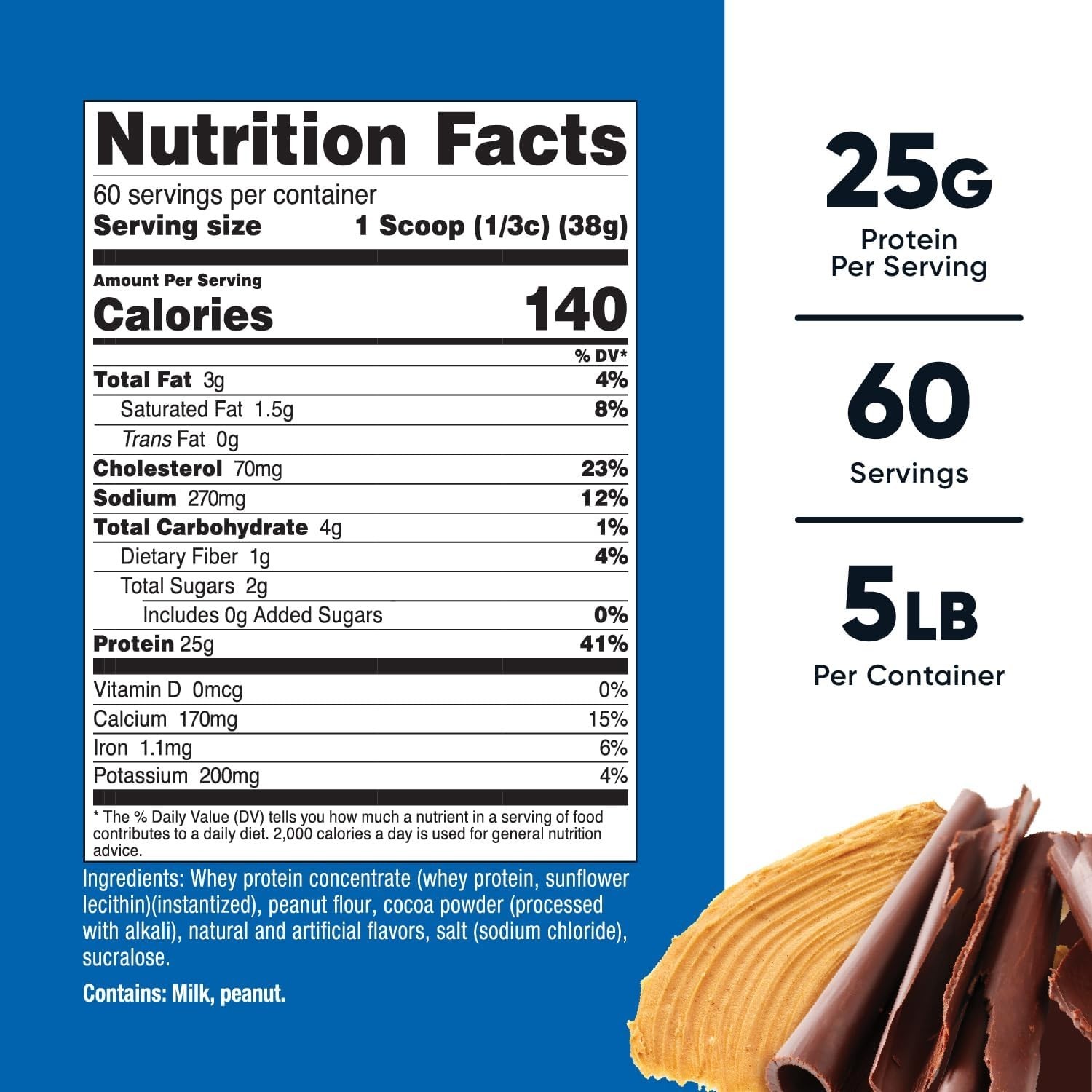 Whey Protein Concentrate Chocolate Peanut Butter 5LB Non-GMO