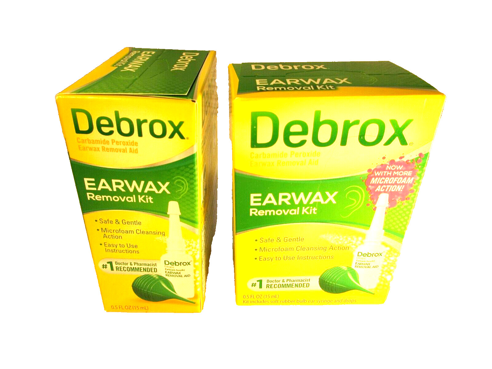 2 NEW BOXES Debrox Earwax Removal Kit, Includes Drops and Ear Syringe Bulb 12/25