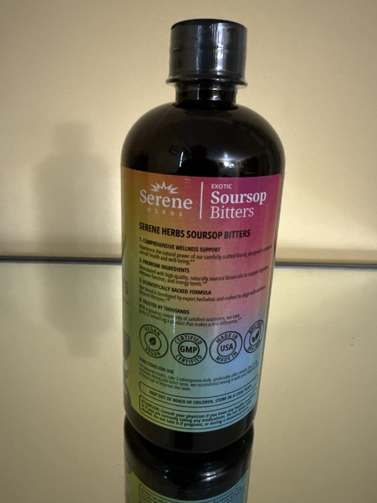 Serene Herbs Soursop Bitters Gut Health Detox Herbal Dietary Supplement 16oz