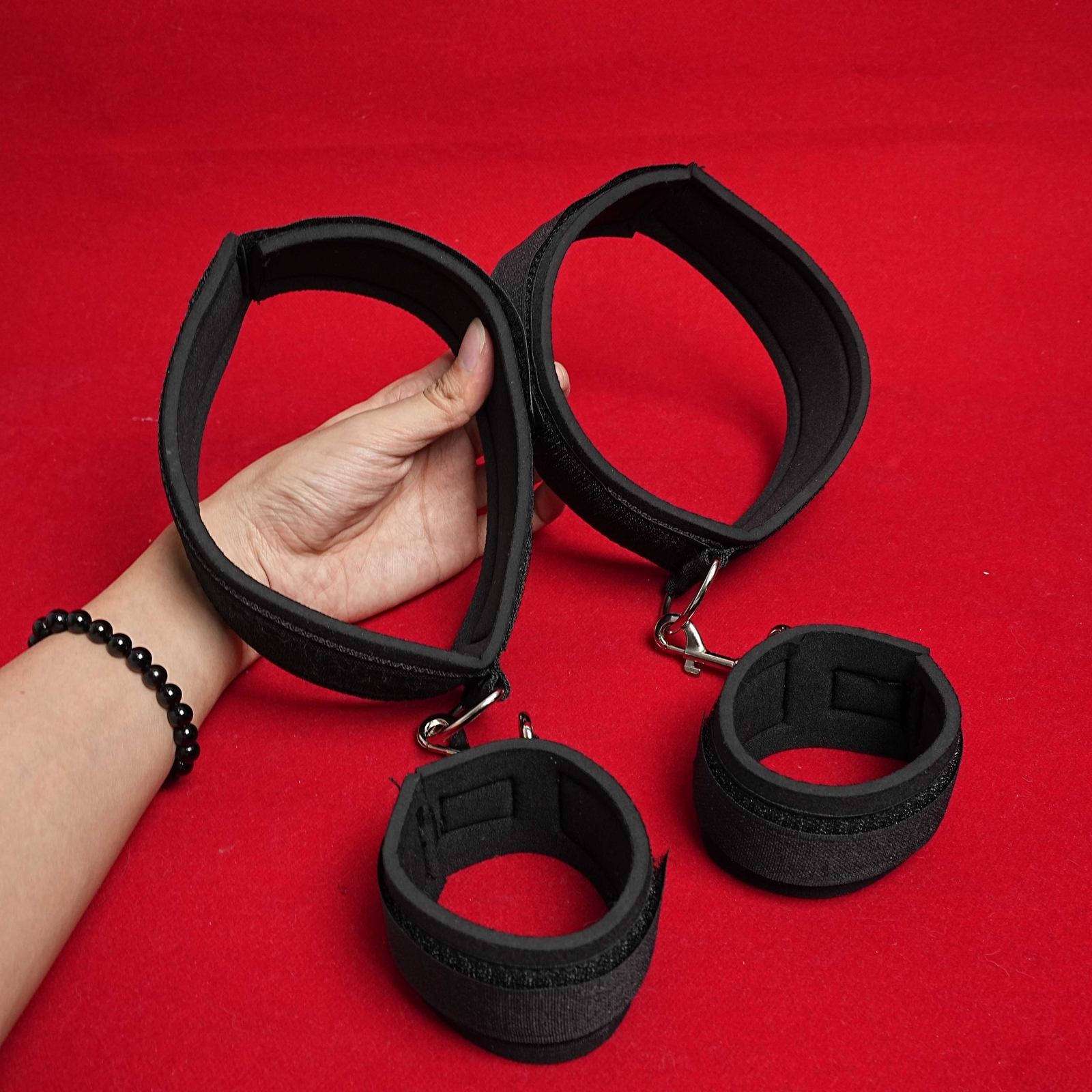 Bed Restraint Bondage Set Harness Handcuffs Ankle Wrist Cuffs Adult Couples BDSM