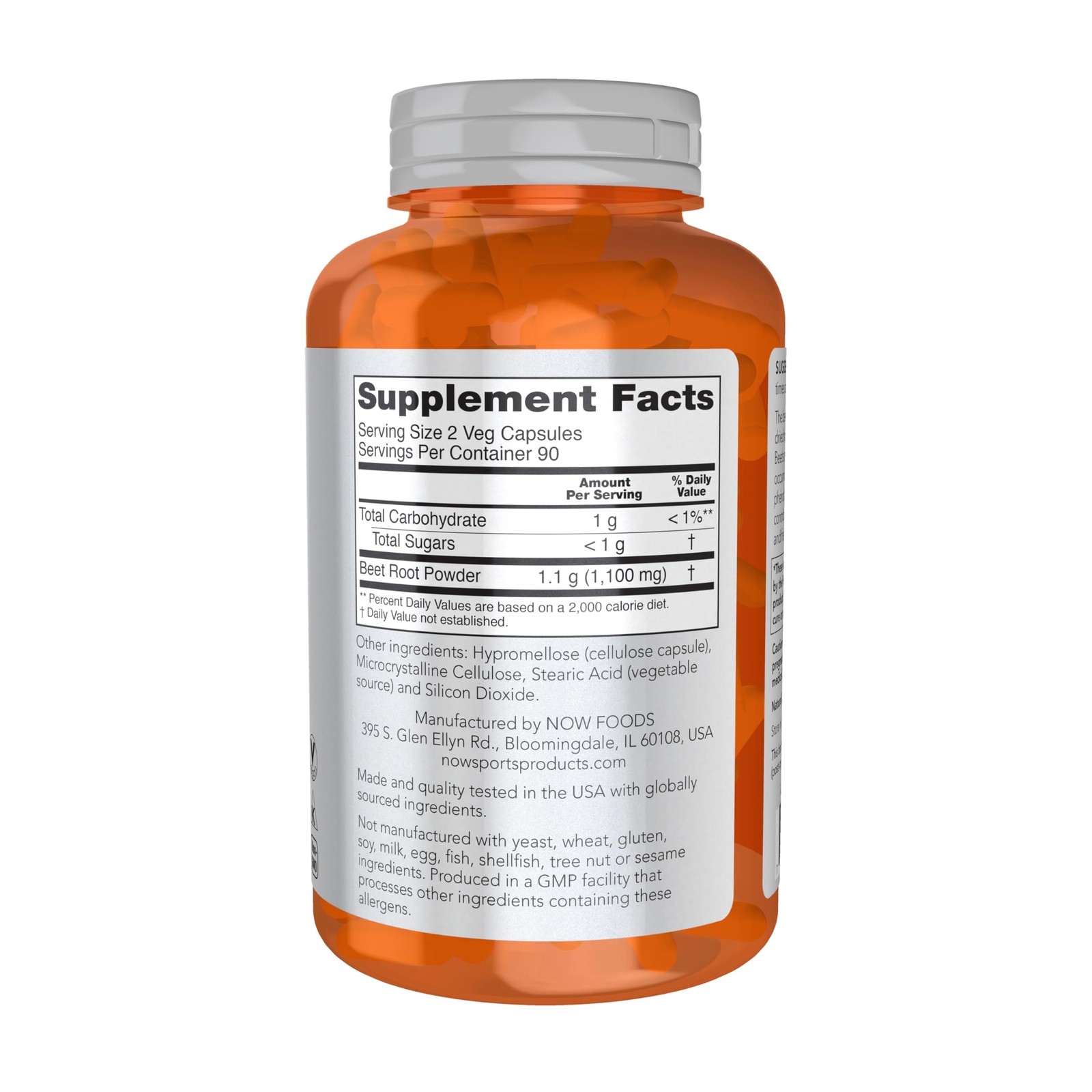 Beet Root Veg Capsules 550 MG 180 Count Sports Nutrition NOW Foods Immune System