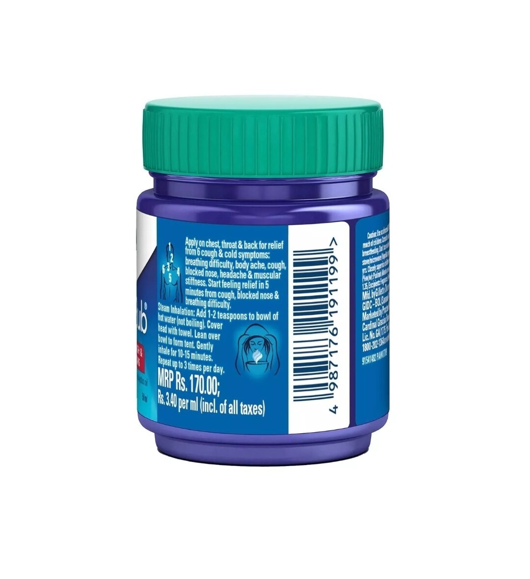 Vicks VapoRub Rub Congestion Cold Headache Relief Menthol Eucalyptus – 50 ml
