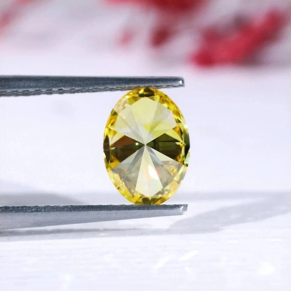 Loose Lab Grown Diamond 2.00 CT Natural Yellow Color Oval Shape VVS1 Certified