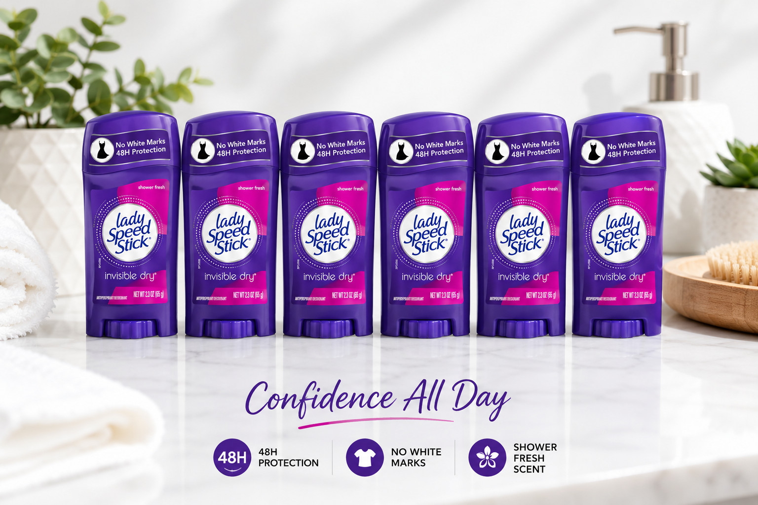 6 Pack Lady Speed Stick Invisible Dry Antiperspirant Deodorant, 2.3oz