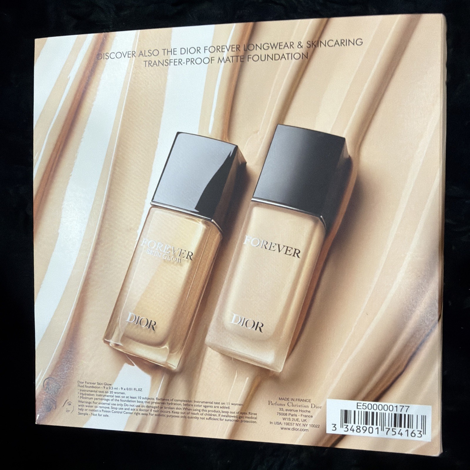 Dior Forever Skin Glow Foundation Blister Sample Card Neutral Warm Shades1N-9