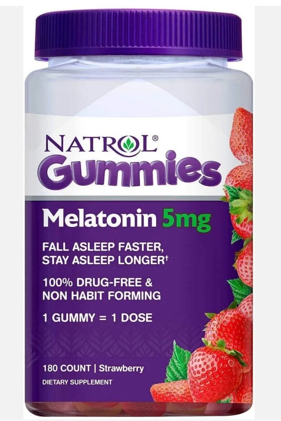 Natrol Melatonin Gummies 5 mg – 180 Gummies , Sleep faster, always Fresh & new