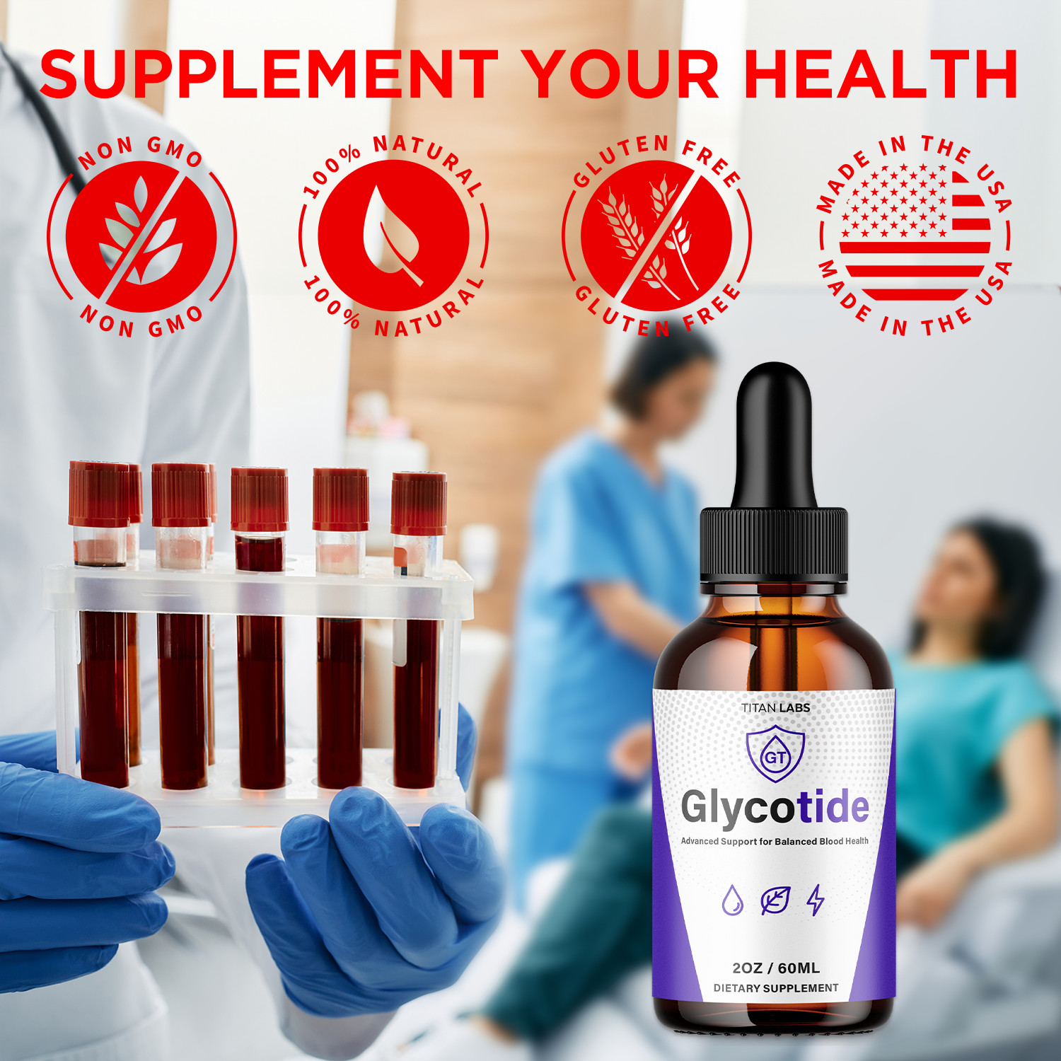 (1 Pack) Glycotide Drops Advanced Blood Support Formula Glyco Tide 30 Servings