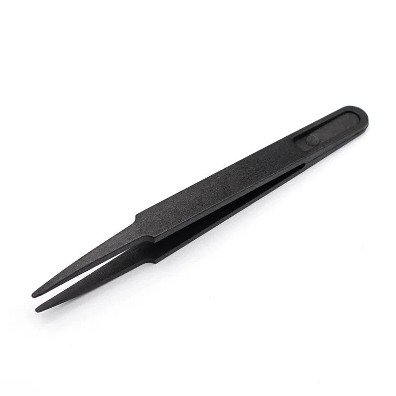 New Arrival 5Pcs/Set Portable Black Straight Bend Anti-Static Plastic Tweezer He