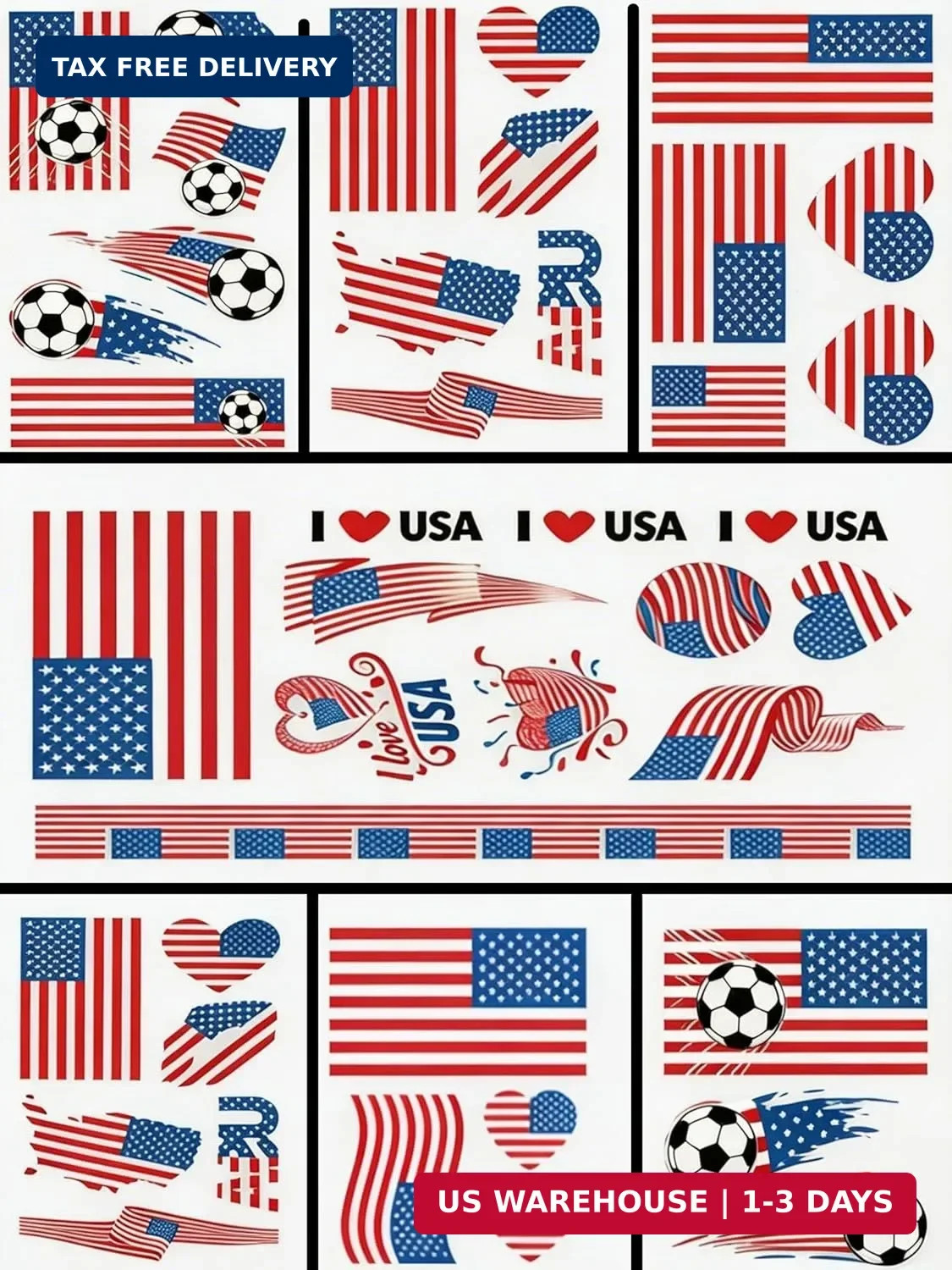 80PCS 2026 World Cup Stickers Temporary Tattoos, 14Pack United States Soccer Tea
