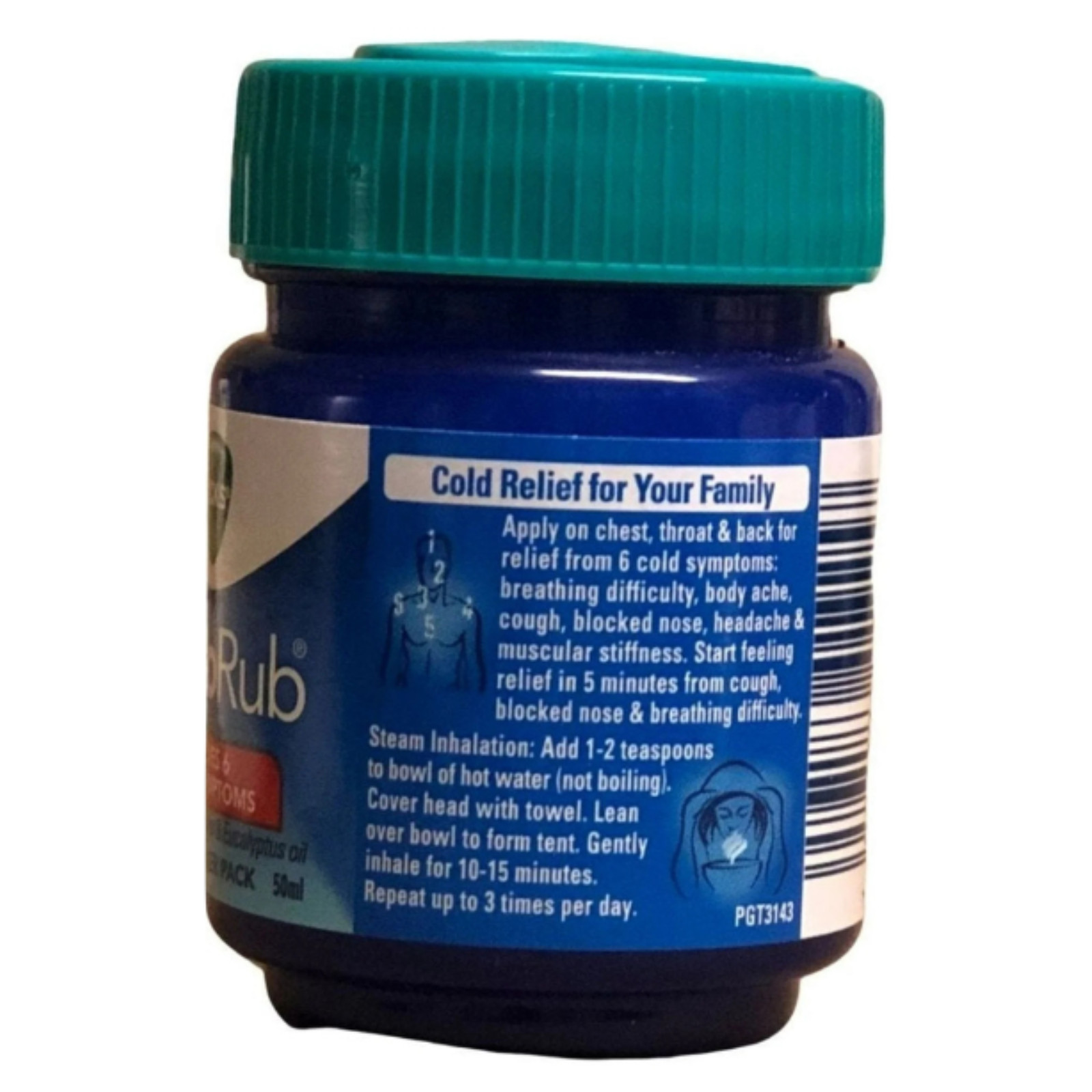 Vicks VapoRub Vaporize blocked nose Relieves cough Cold Nasal headache 50ml 1-pk