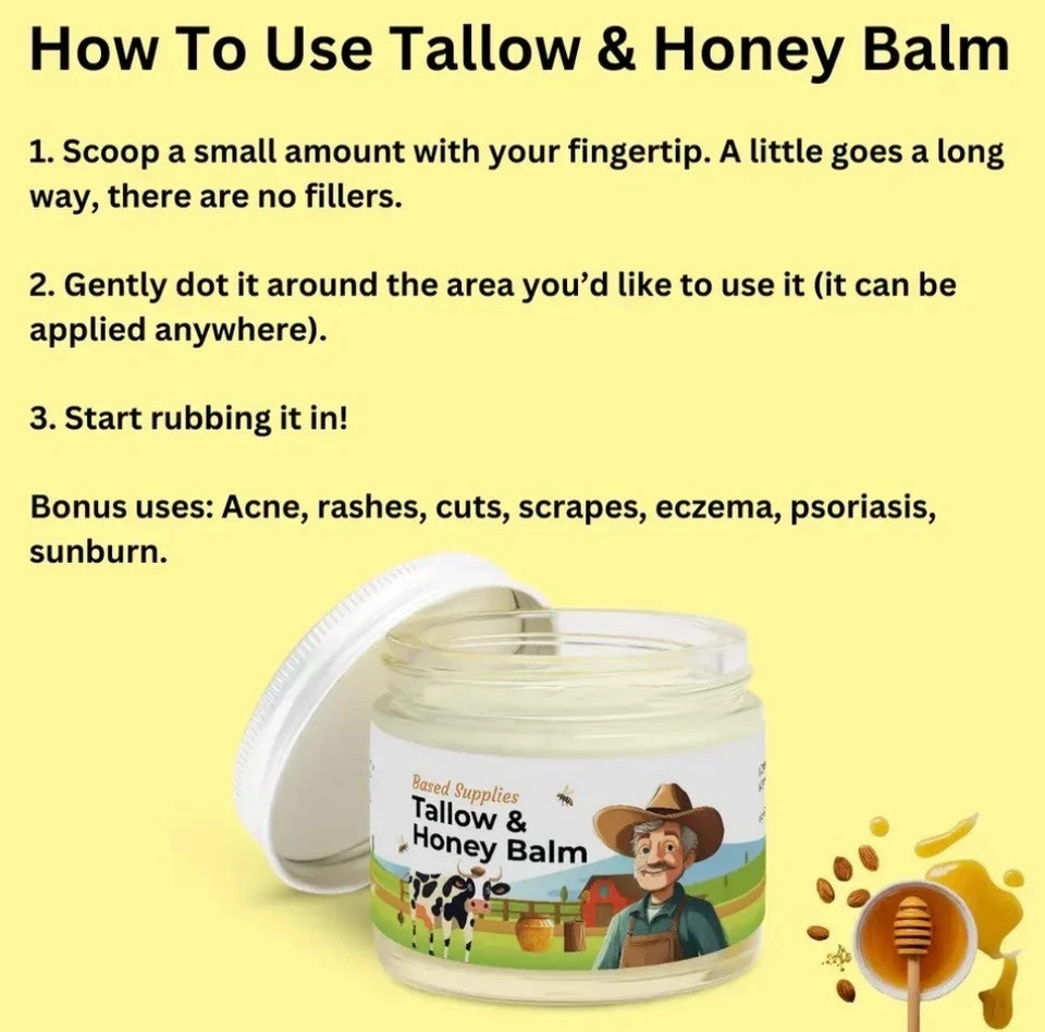 🔥Based Supplies Tallow & Honey Balm – Moisturizer – NEW