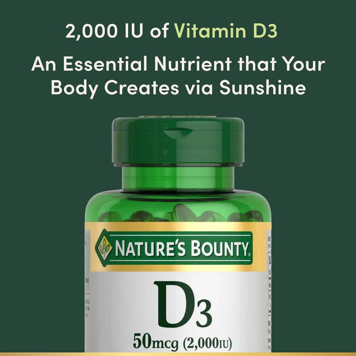 Nature’s Bounty Vitamin D3 2000IU Softgels – 350ct