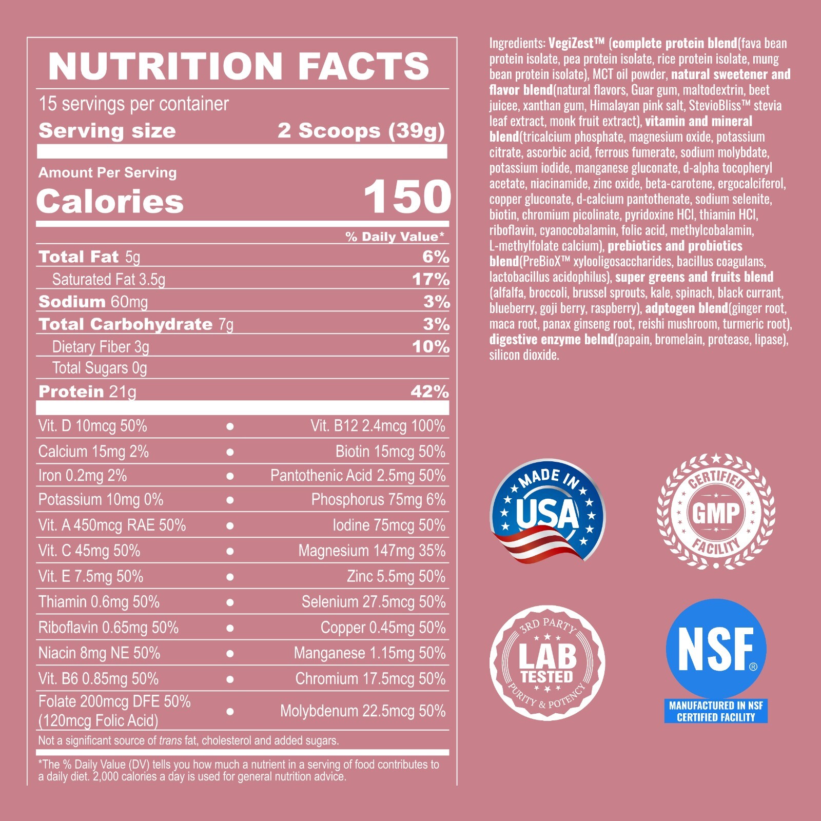 Vegan Meal Replacement Shake Strawberry Banana – 15 Plant Based Protein Meals