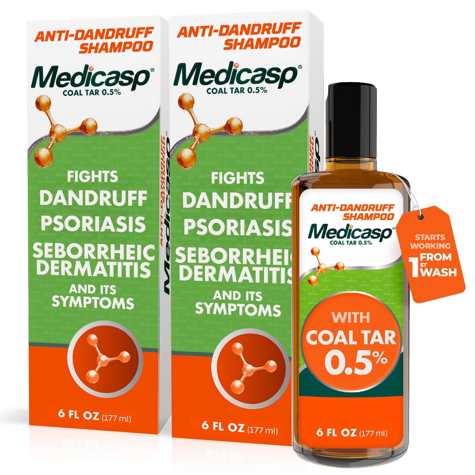 Anti-Dandruff Shampoo 2-Pack – Treats Psoriasis, Dry Scalp & Flakes, 6 fl oz