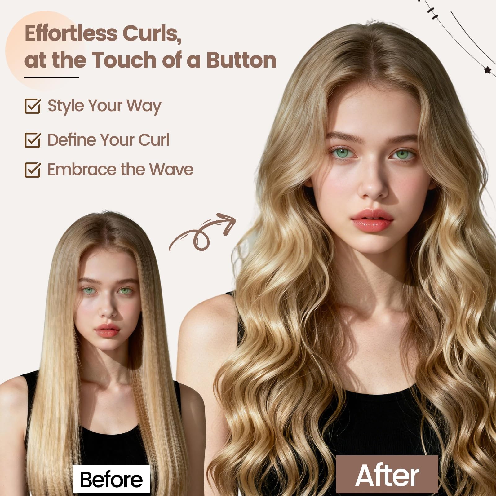 AFDD 1.6in Long Hair Curling Barrel Attachment Compatible with Shark FlexStyle,