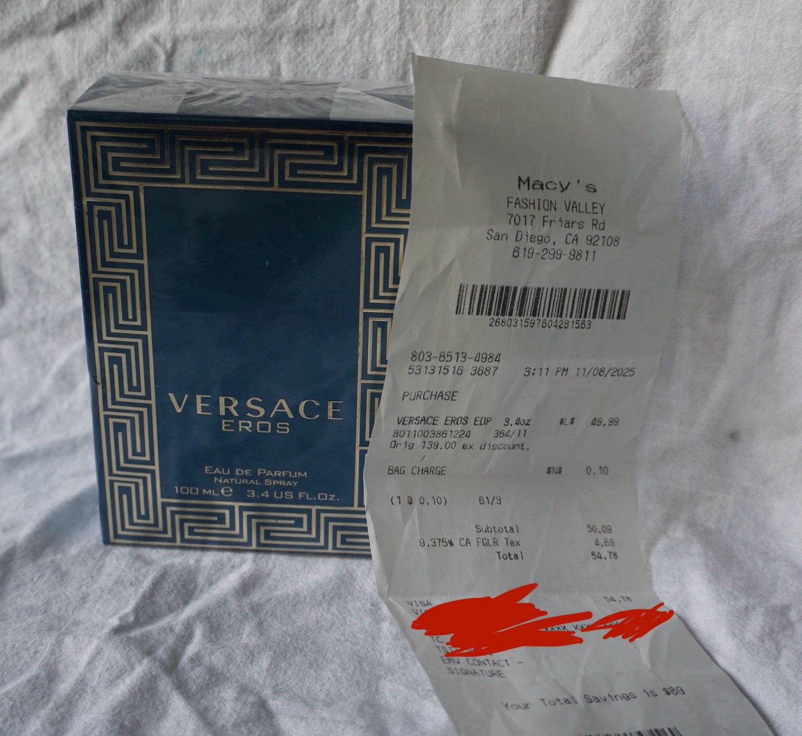 Authentic Versace Eros From Macy’s EDP 3.4 100ml New & Sealed