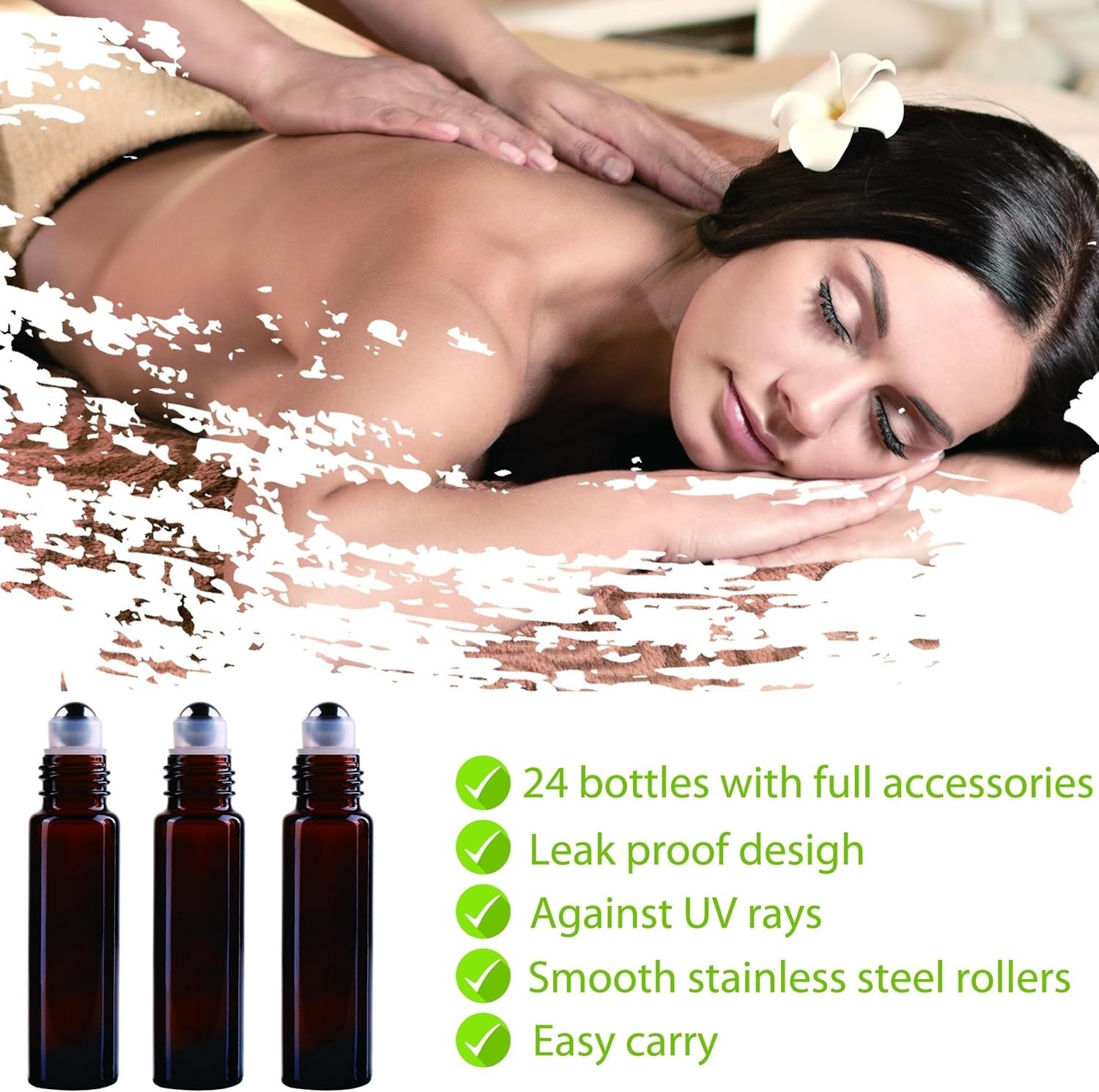 24 Pack 10ml Amber Glass Roller Bottles – Perfect for Essential Oils & Travel