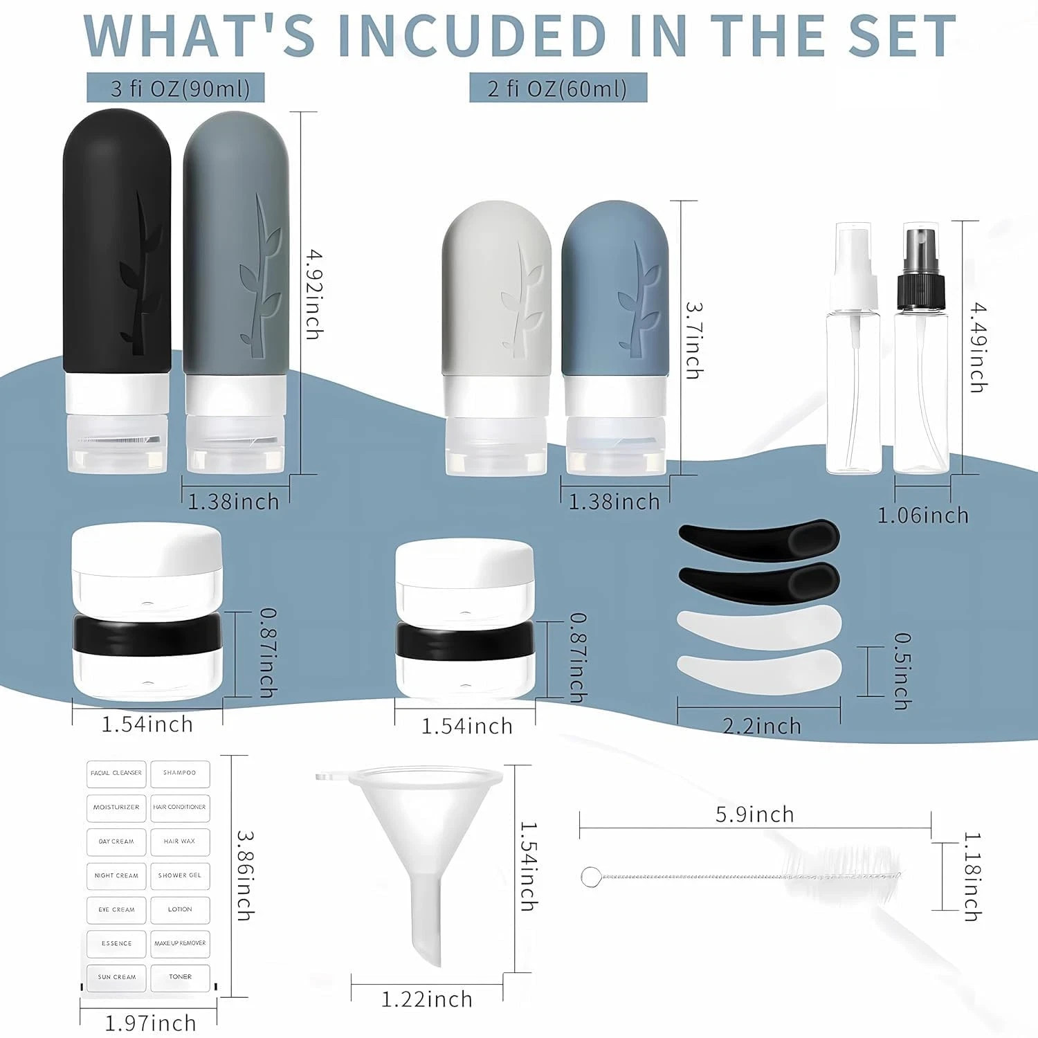 18Pack Travel Bottles for Toiletries,Tsa Approved Silicone Travel Containers for