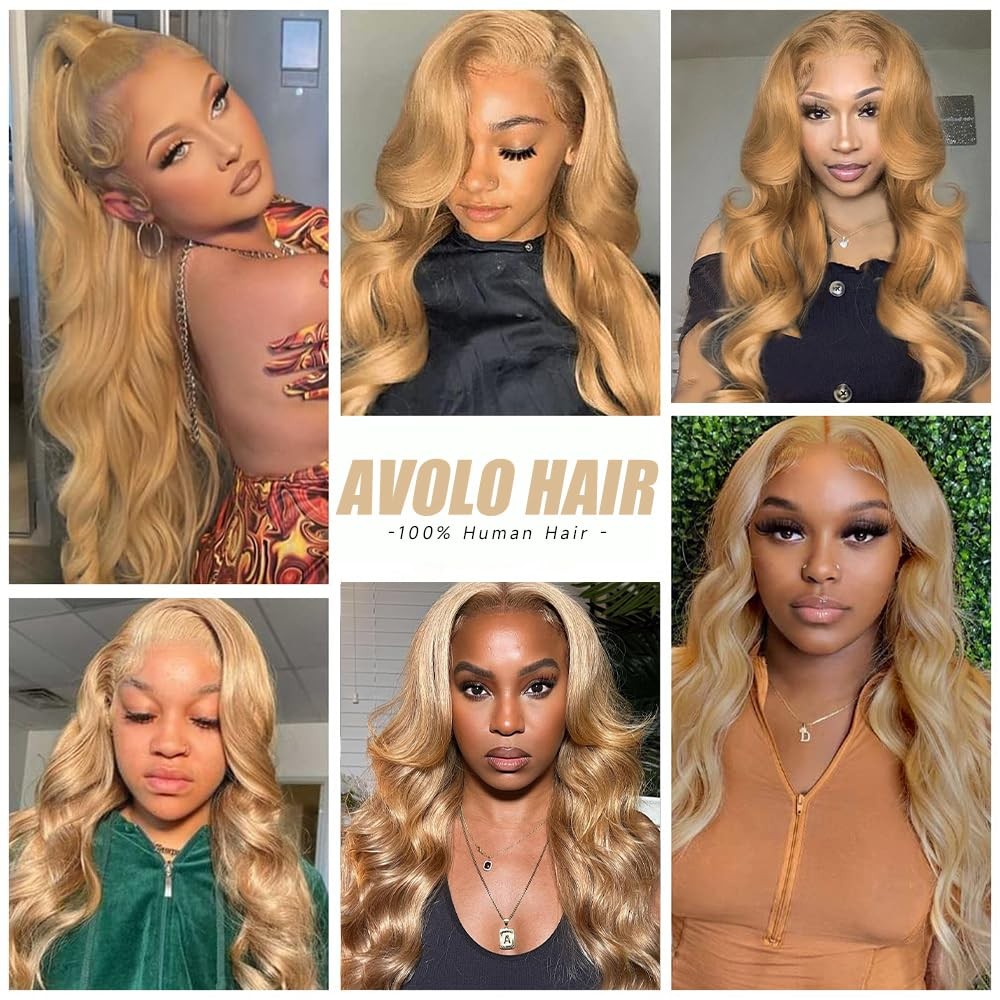 Human Hair 30 Inch Honey Blonde Lace Front Wig 13×4 Pre Plucked Body Wave