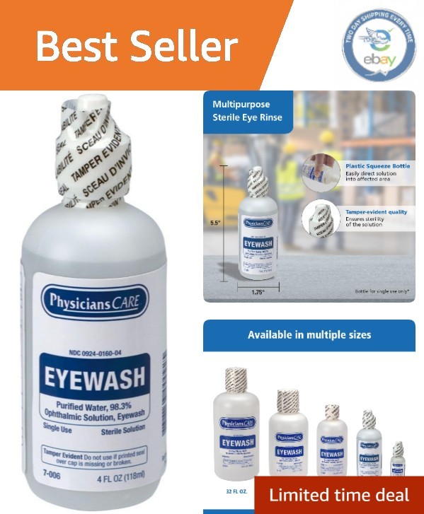 First Aid Only Eye Wash Solution 4oz – Sterile Irrigation for Emergency Relief