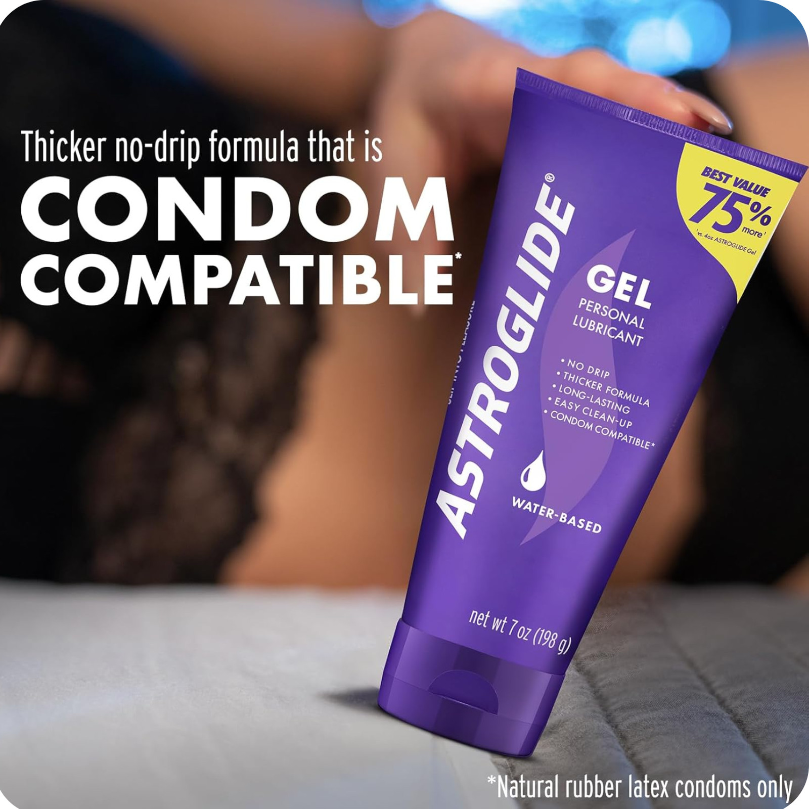 Astroglide Water-Based Gel Personal Lubricant 7 oz Toy Safe No Drip