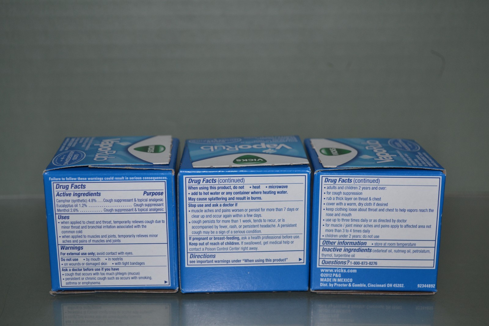 (3) Vicks VapoRub Cough Suppressant Chest Rub Ointment Original, 1.76 oz, 03/27