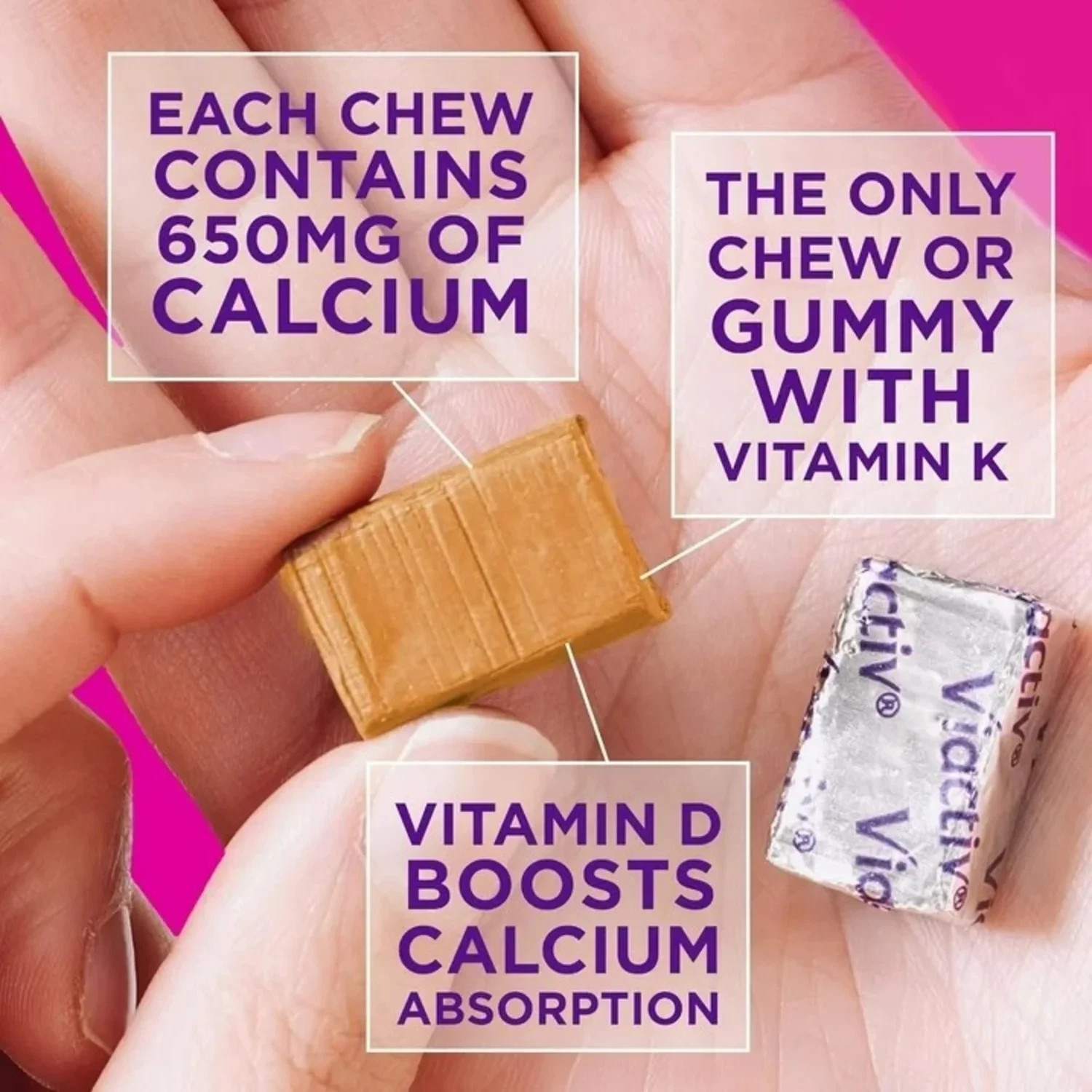 Viactiv Calcium + Vitamin D3 Supplement Soft Chews, Caramel,Calcium for Bone Hea