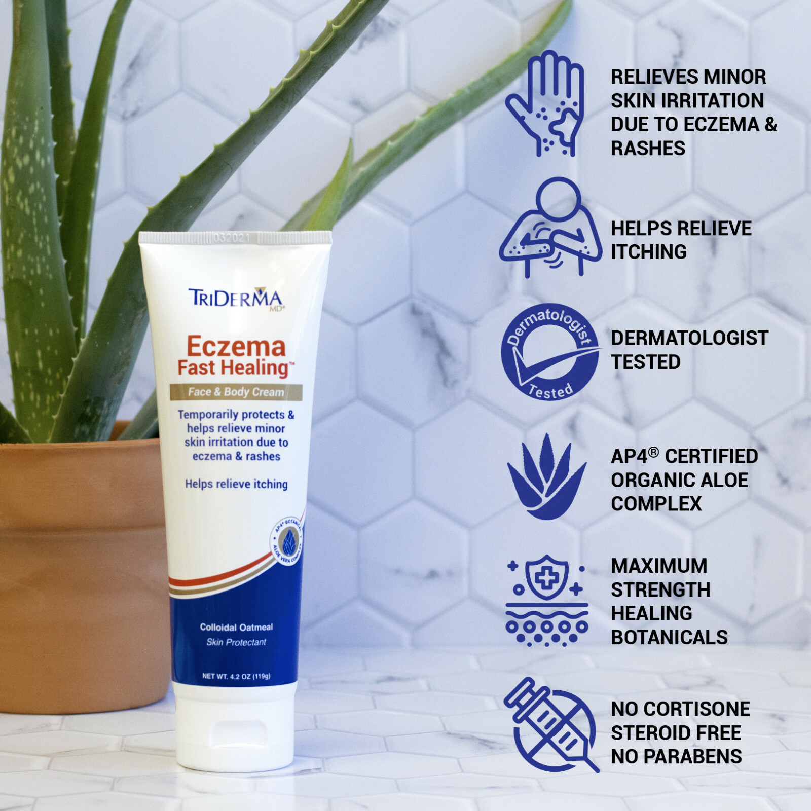 TriDerma Eczema Fast Healing Face & Body Cream, Maximum Strength 4.2 oz