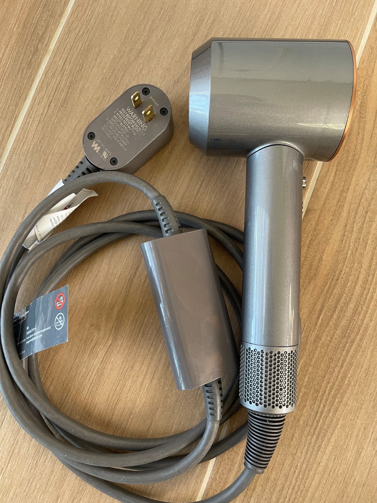 Authentic Dyson Supersonic Hair Dryer – Nickel/Copper + 3 Detachable Tools