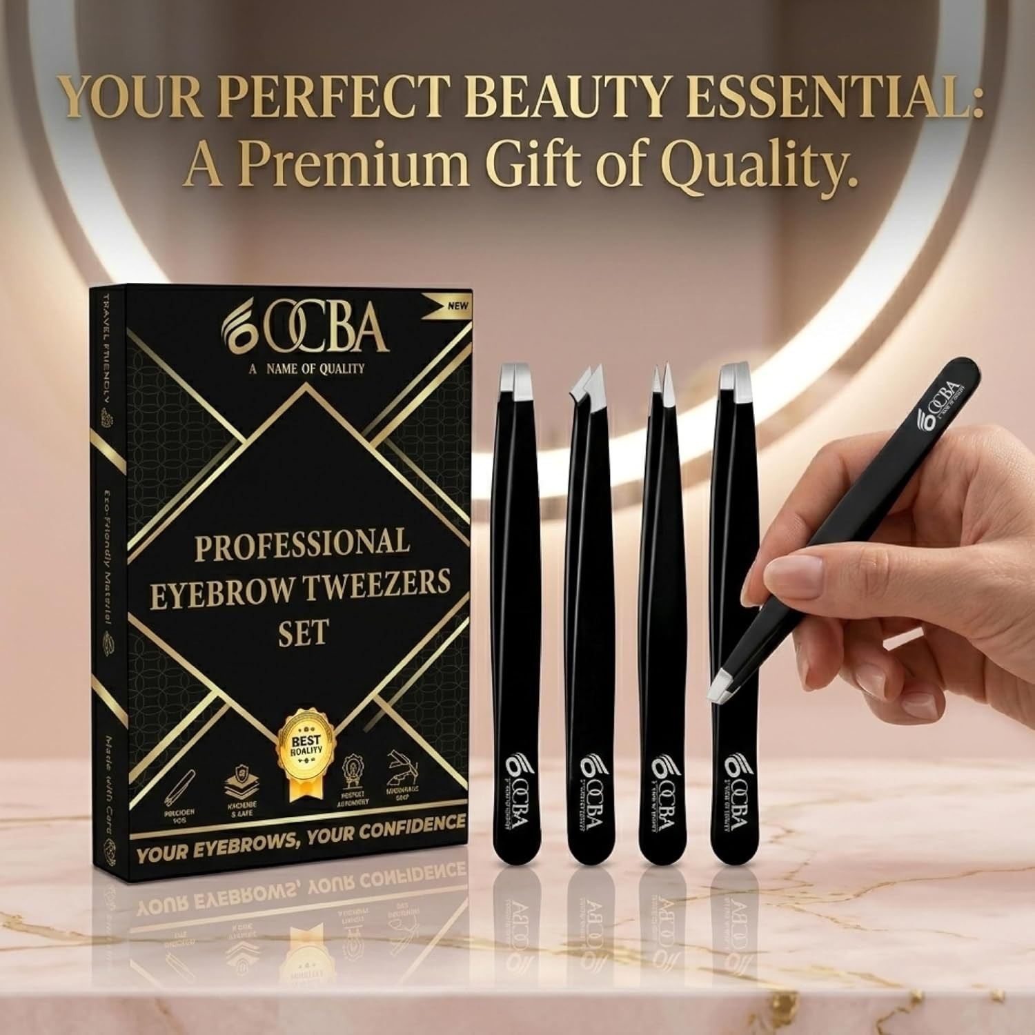 Professional Tweezers Set for Eyebrows Facial Hair Stainless Steel