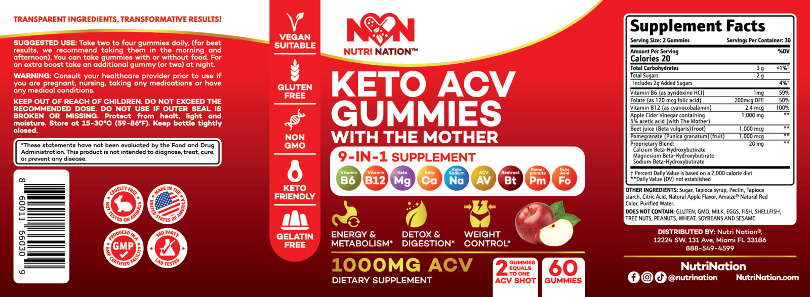 Nutri Nation Keto ACV Gummies 1000mg with BHB Salts as stated by Kelly Clarkson