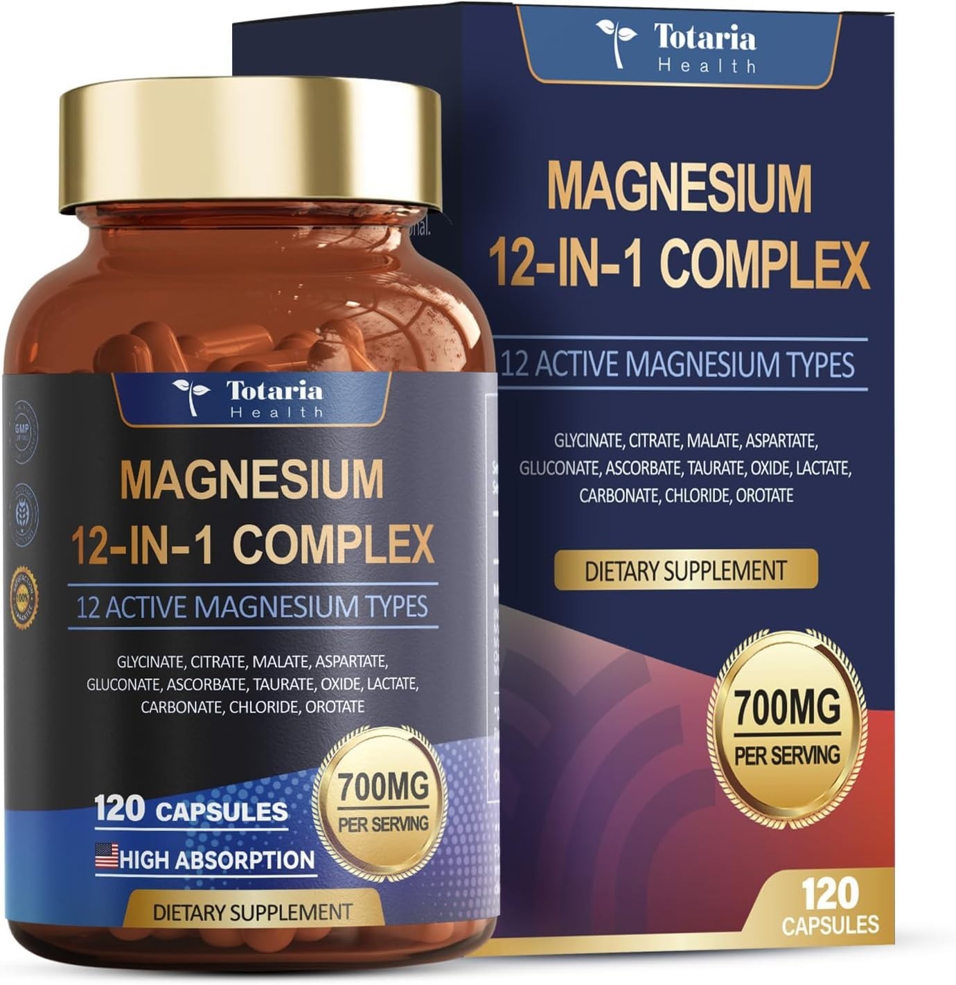 Magnesium 12 in 1 Complex 700mg – Glycinate Citrate Malate Taurate – 3 pack