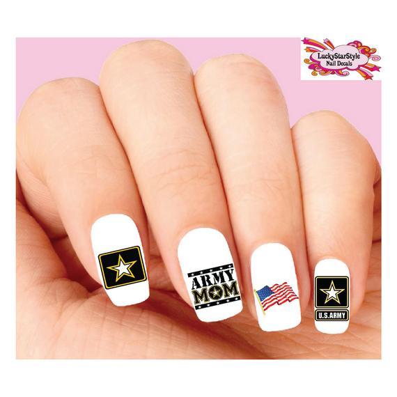 Waterslide Nail Decals Set of 20 – United States US Army Mom Assorted