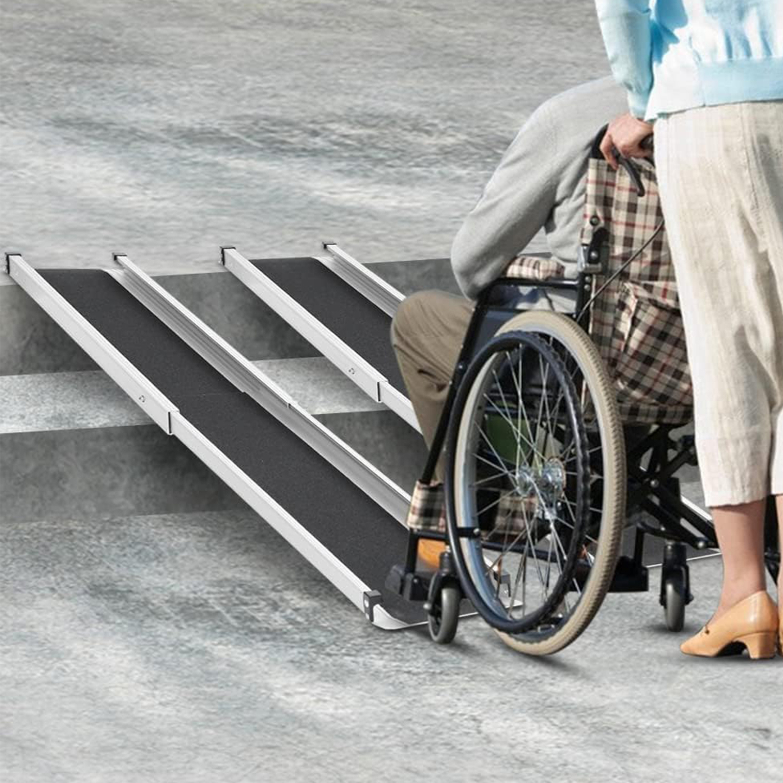 2 Pack Telescopic Aluminum Alloy Wheelchair Ramp 4/6/8 Ft Mobility Ramp 660 Lbs