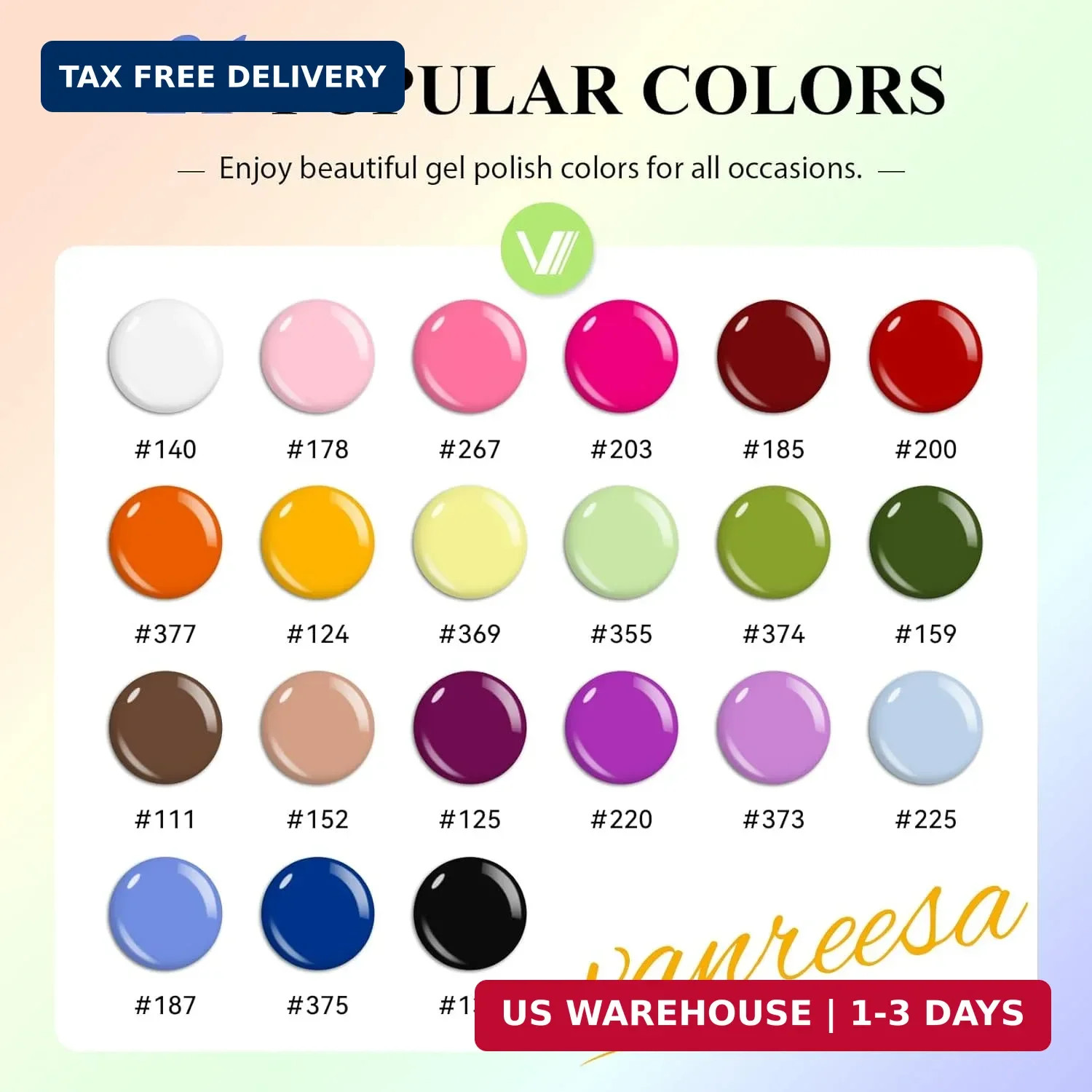 VANREESA 24 Pcs Gel Nail Polish Set, 21 Colors Gel Polish with Base Coat Glossy