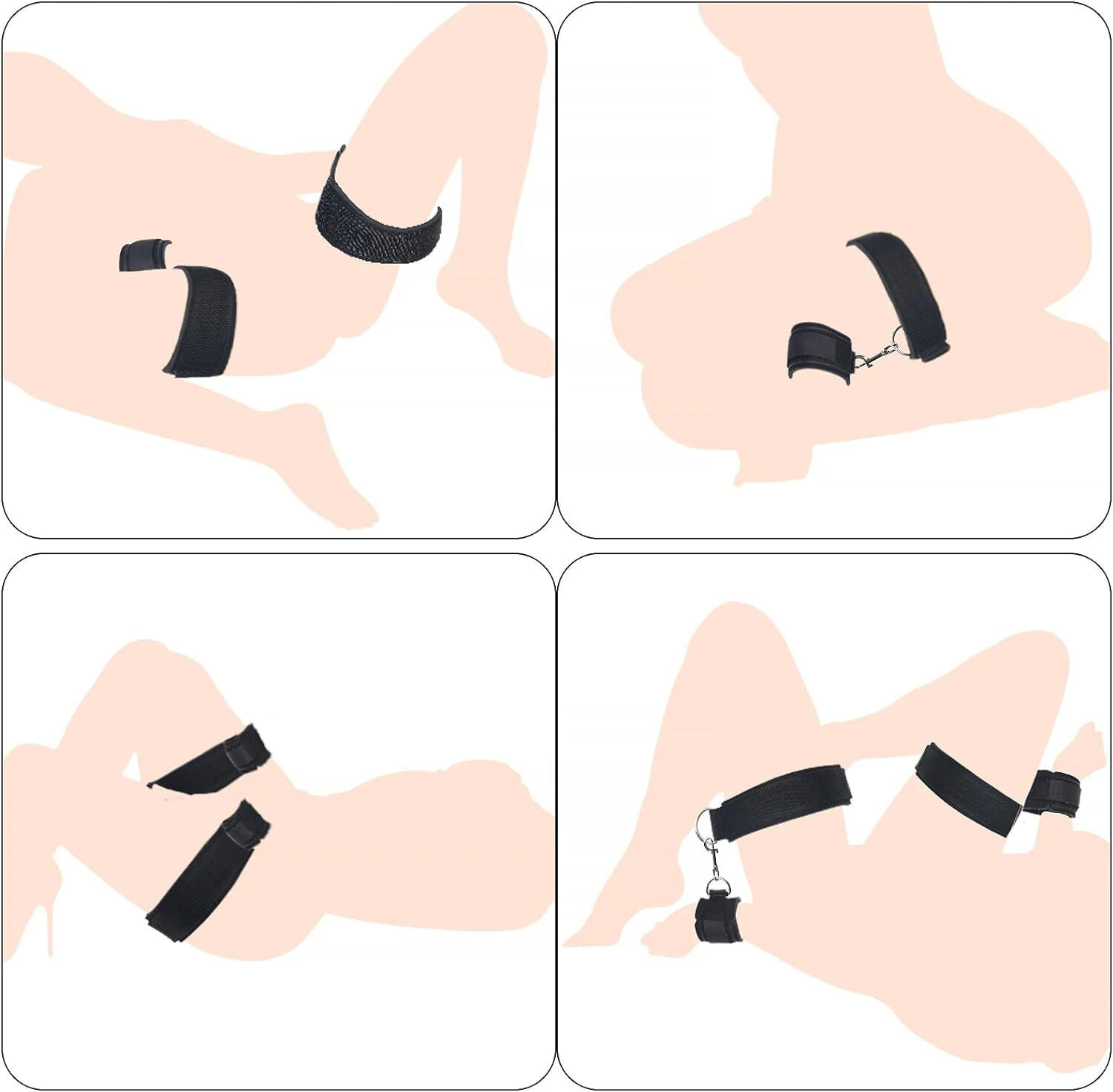 Bed Restraint Bondage Set Harness Handcuffs Ankle Wrist Cuffs Adult Couples BDSM