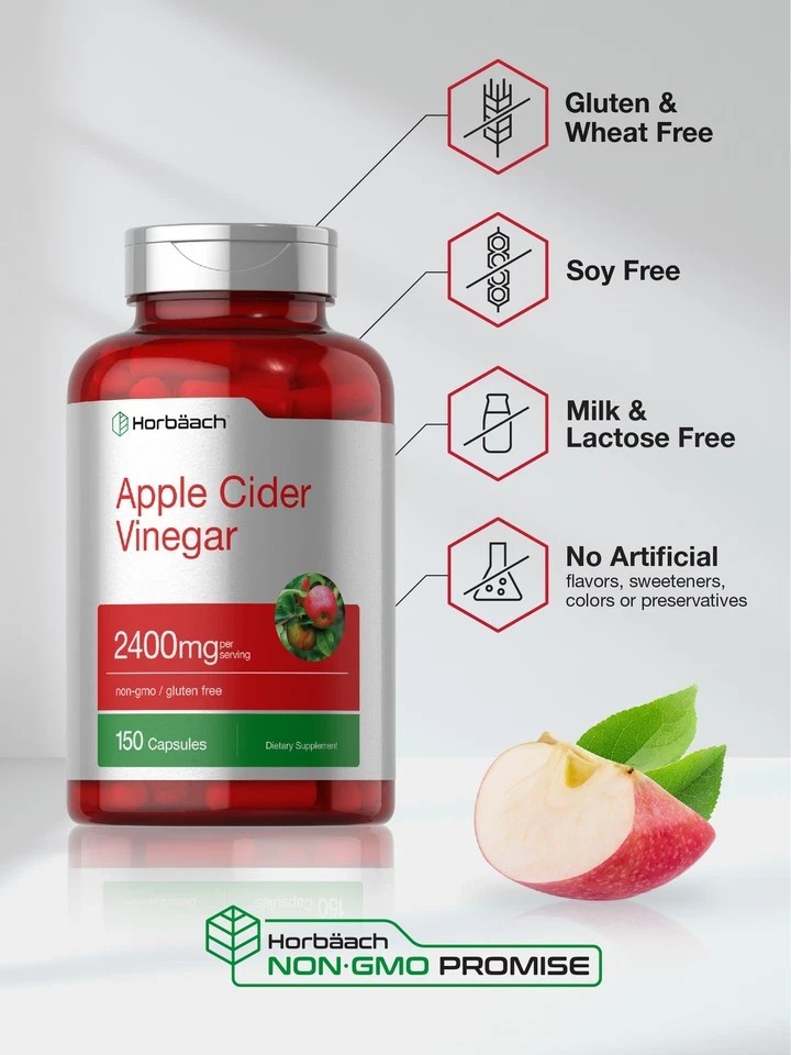 2 BOTTLES-Apple Cider Vinegar Capsules | 2Kmg | 150 Count | Non-GMO| by Horbaach
